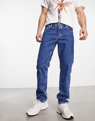 Jack & Jones Intelligence Mike straight fit jeans in mid wash-Blue