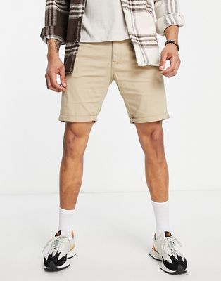 Jack & Jones Intelligence slim fit 5-pocket shorts in beige-Neutral