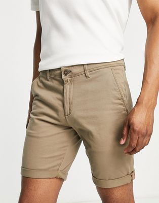 Jack & Jones Intelligence slim fit chino shorts in beige-Neutral