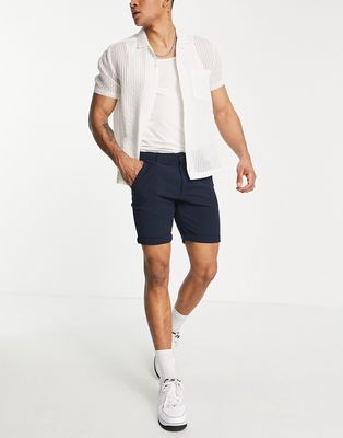 Jack & Jones Intelligence slim fit linen shorts in navy