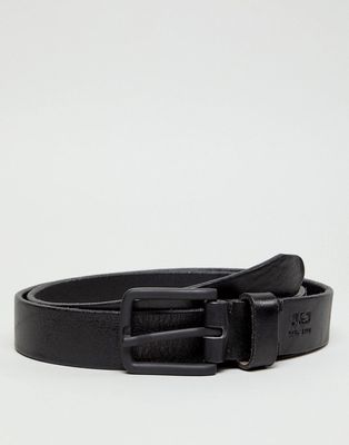 Jack & Jones leather belt in black