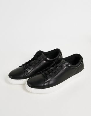 Jack & Jones leather minimal sneakers in black