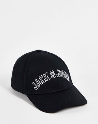 Jack & Jones logo cap in black