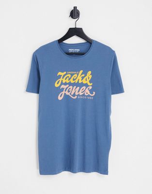 Jack & Jones logo T-shirt in blue