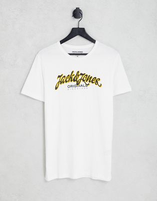 Jack & Jones logo T-shirt in off-white