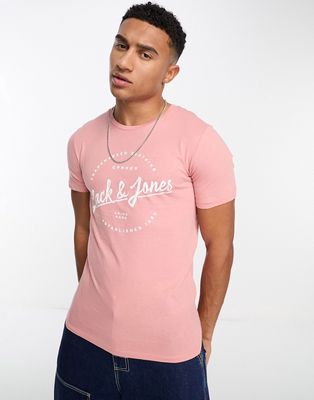 Jack & Jones logo t-shirt in pink