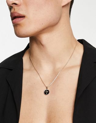 Jack & Jones necklace with cross design pendant in faux gold