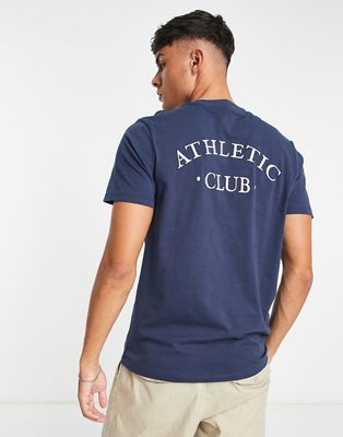 Jack & Jones Originals athletic back print t-shirt in navy