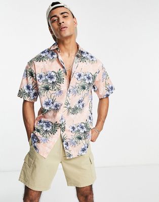 Jack & Jones Originals floral print shirt in pink