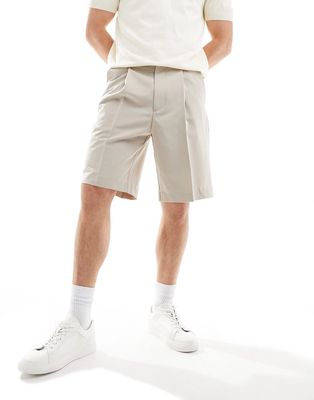 Jack & Jones Originals loose fit smart shorts in beige-Neutral