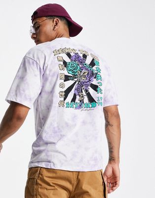 Jack & Jones Originals oversize T-shirt with tie dye and back print in lilac-Purple