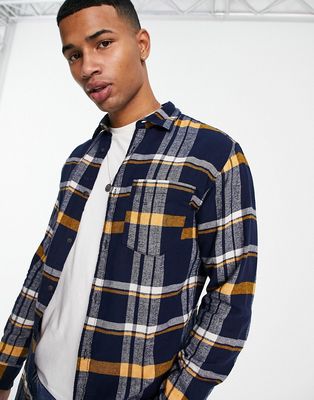 Jack & Jones Originals oversized check shirt in navy