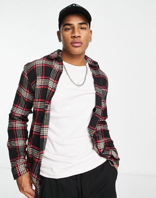 Jack & Jones Originals oversized plaid shirt in black