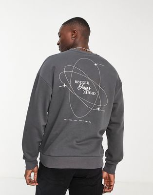 Jack & Jones Originals oversized sweatshirt with Better Days back print in charcoal-Gray