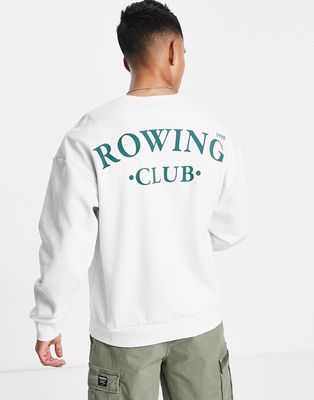 Jack & Jones Originals oversized sweatshirt with rowing club back print in gray