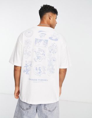 Jack & Jones Originals oversized t-shirt with back print in white