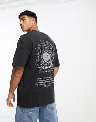 Jack & Jones Originals oversized t-shirt with celestial back print in washed gray