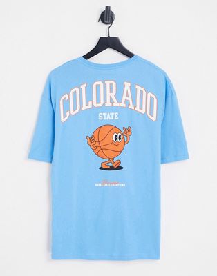 Jack & Jones Originals oversized t-shirt with Colorado print in blue