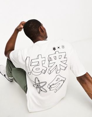 Jack & Jones Originals oversized t-shirt with future is now back print in white