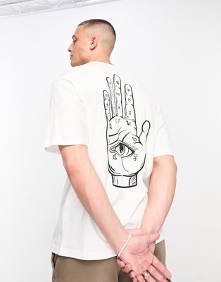 Jack & Jones Originals oversized t-shirt with Hamsa hand back print in white