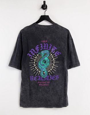 Jack & Jones Originals oversized t-shirt with infinite back print in black