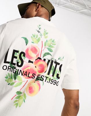 Jack & Jones Originals oversized t-shirt with les fruits back print in white