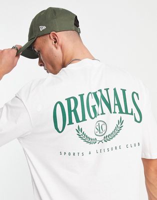 Jack & Jones Originals oversized t-shirt with originals crest back print in white