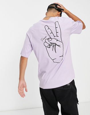 Jack & Jones Originals oversized t-shirt with peace print in lilac-Purple