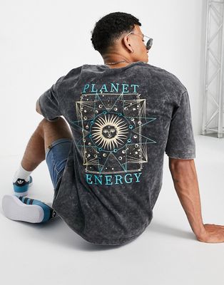 Jack & Jones Originals oversized t-shirt with planet energy back print in gray-Grey