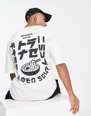 Jack & Jones Originals oversized t-shirt with Ramen back print in white
