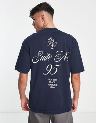 Jack & Jones Originals oversized t-shirt with script back print in navy