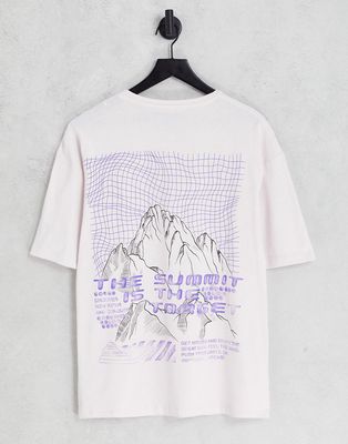 Jack & Jones Originals oversized t-shirt with summit back print in lilac-Purple