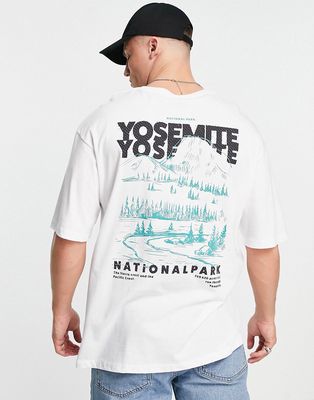 Jack & Jones Originals oversized t-shirt with Yosemite back print in white