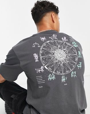 Jack & Jones Originals oversized t-shirt with zodiac back print in gray