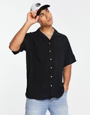 Jack & Jones Originals revere collar short sleeve shirt in black