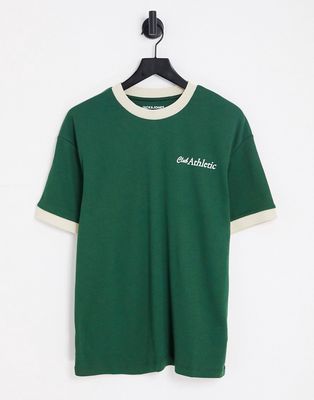 Jack & Jones Originals ringer t-shirt with chest and back print in green