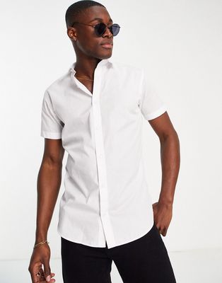 Jack & Jones Originals short sleeve stretch cotton shirt in white