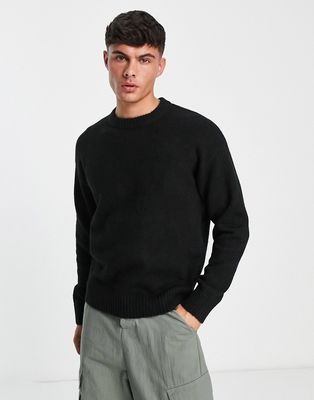 Jack & Jones Originals wool mix crew neck sweater in black