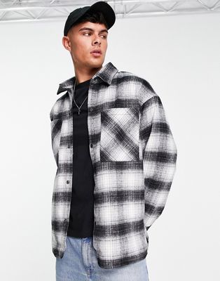 Jack & Jones Originals wool overshirt with pockets in gray check