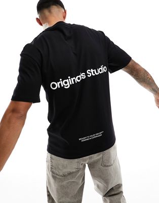 Jack & Jones oversize t-shirt with originals back print in black