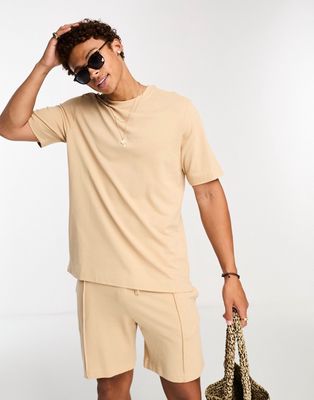 Jack & Jones oversized fit T-shirt in sand - part of a set-Neutral
