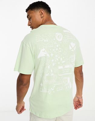 Jack & Jones oversized T-shirt with back print in light green