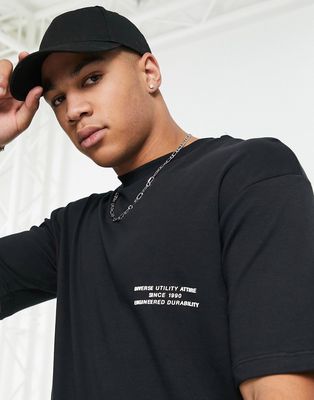 Jack & Jones oversized t-shirt with chest print in black