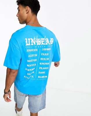 Jack & Jones oversized t-shirt with cities back print in blue