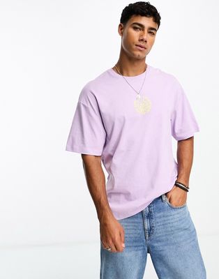 Jack & Jones oversized t-shirt with sun spine print-Purple