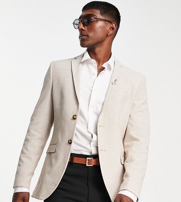 Jack & Jones Premium check blazer in beige-Neutral