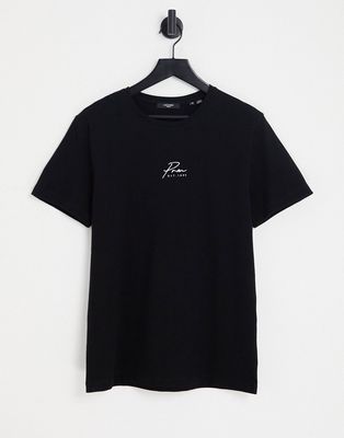Jack & Jones Premium logo textured T-shirt in black