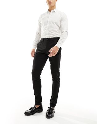 Jack & Jones Premium slim fit jersey smart pants in black