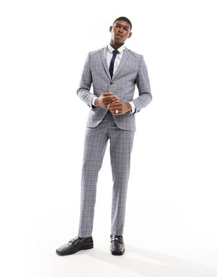 Jack & Jones Premium slim fit suit pants in blue check