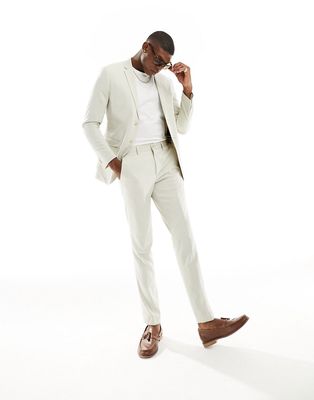 Jack & Jones Premium slim fit suit pants in cream-Neutral
